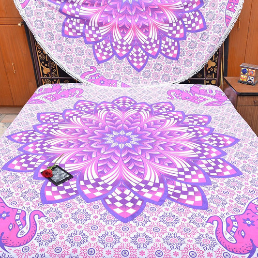 Pink And Purple Floral Cotton Queen Flat Sheet HomeRoots