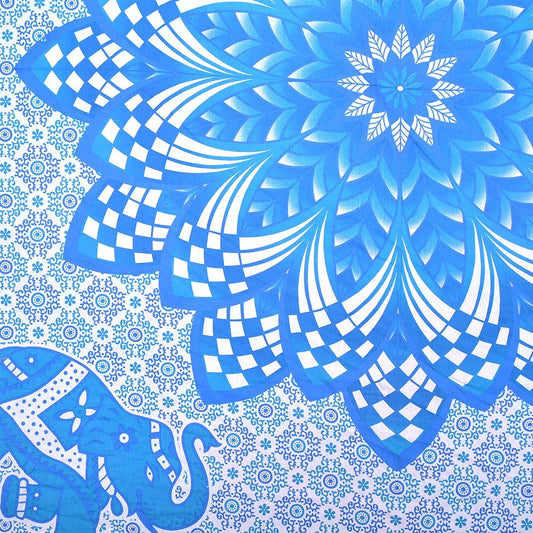 Blue And White Floral Cotton Queen Flat Sheet HomeRoots