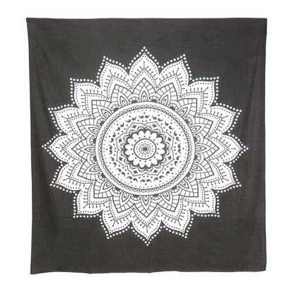 92" X 84" Black And White Mandala Cotton Hanging Tapestry