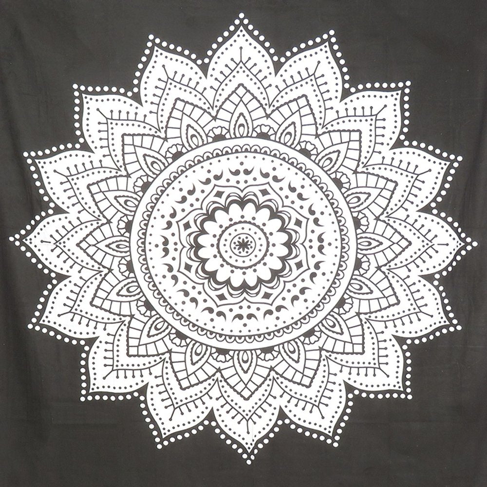 92" X 84" Black And White Mandala Cotton Hanging Tapestry — view 6