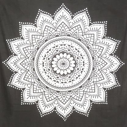 92" X 84" Black And White Mandala Cotton Hanging Tapestry