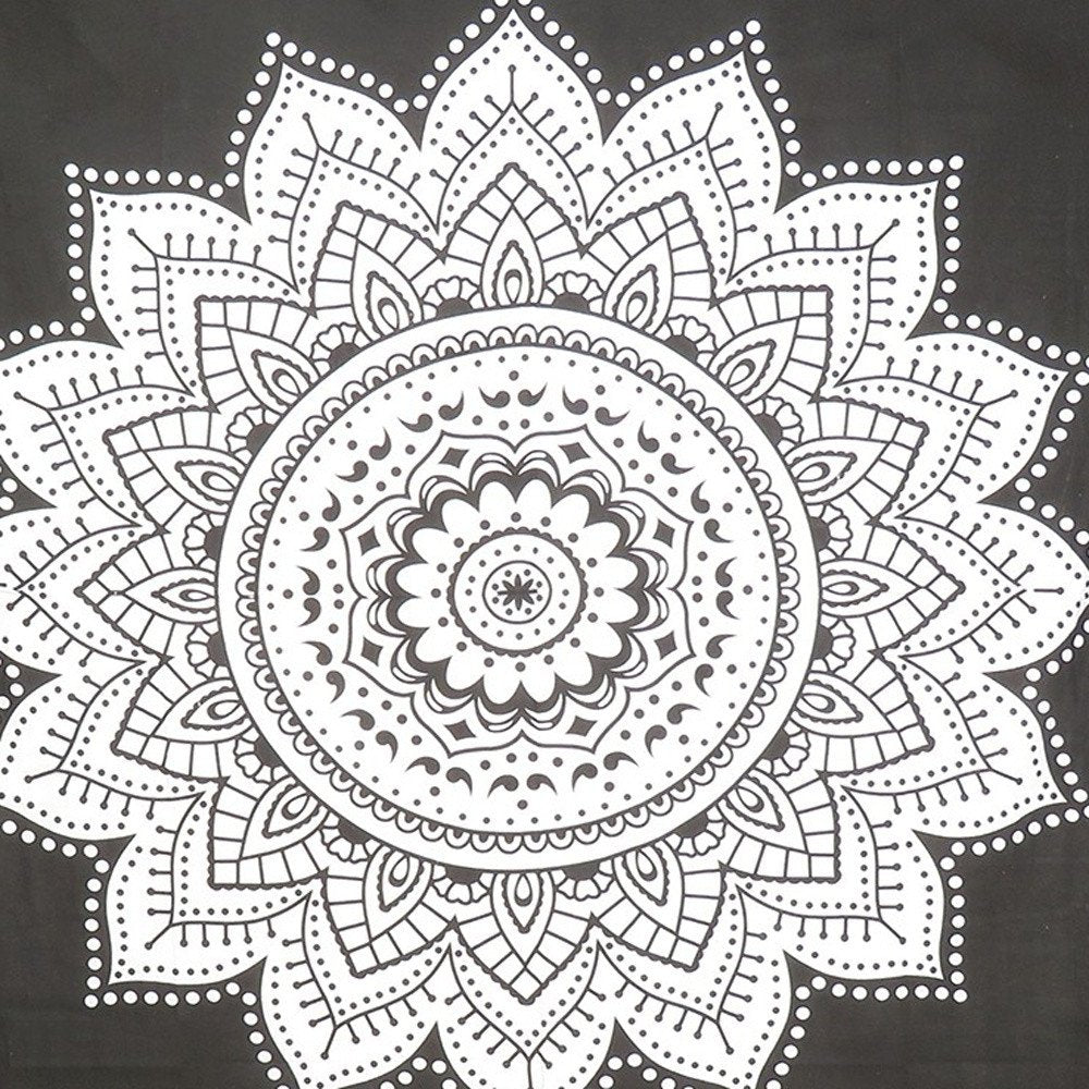 92" X 84" Black And White Mandala Cotton Hanging Tapestry — view 3