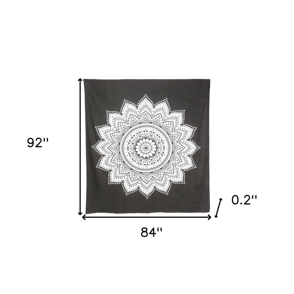 92" X 84" Black And White Mandala Cotton Hanging Tapestry — view 5