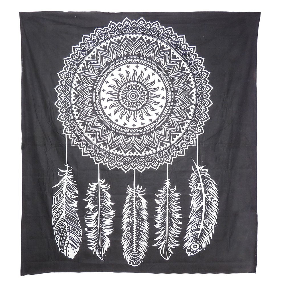 92" X 84" Black And White Abstract Cotton Hanging Tapestry — view 1
