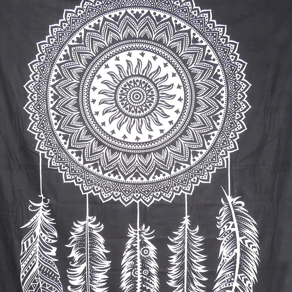 92" X 84" Black And White Abstract Cotton Hanging Tapestry — view 2
