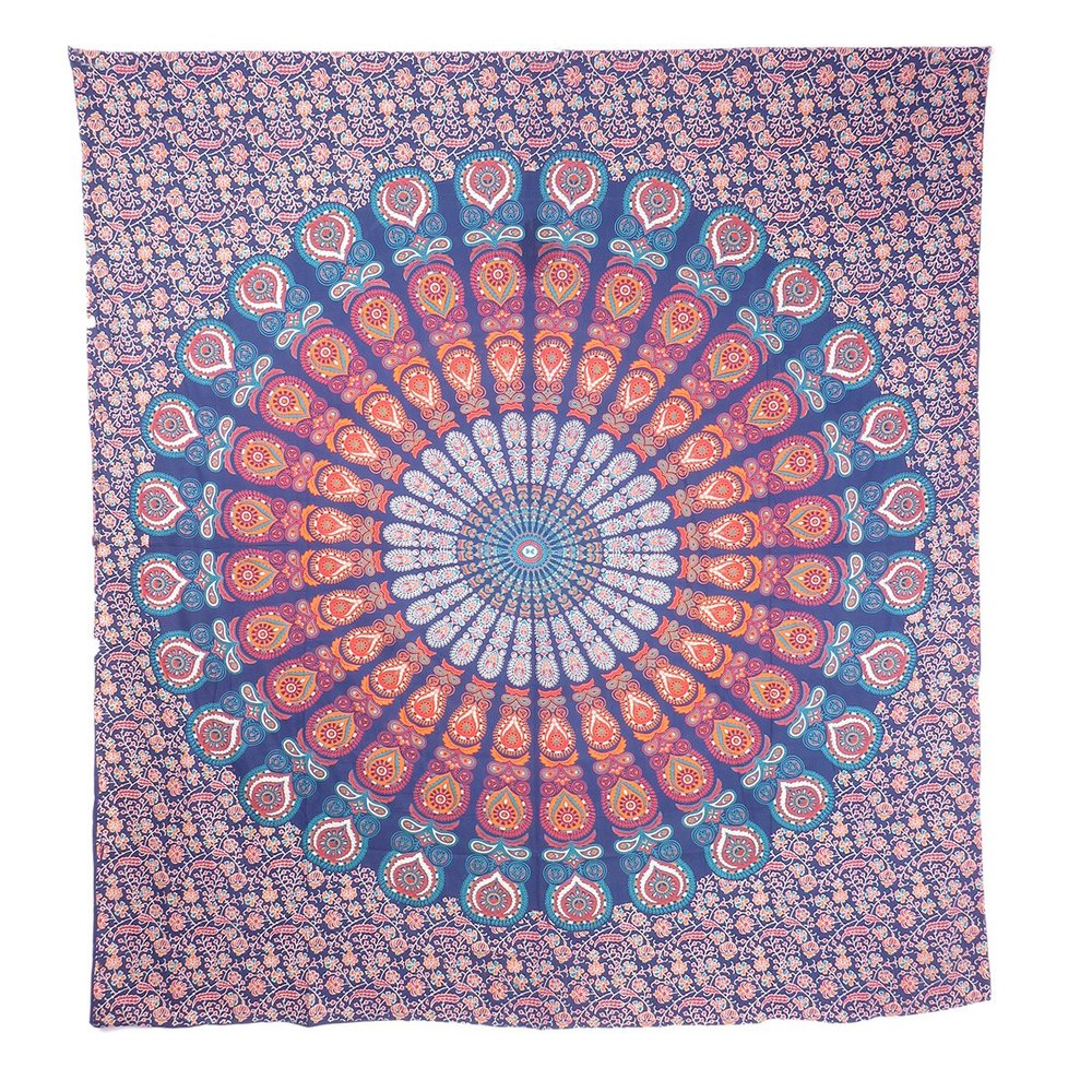 92" X 84" Orange Purple And Blue Mandala Cotton Hanging Tapestry — view 2