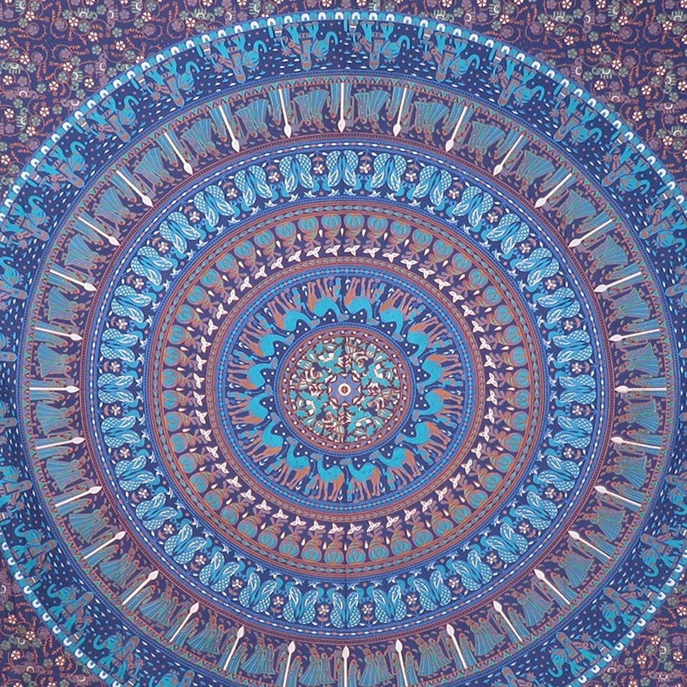 92" X 84" Sky Blue And Purple Mandala Cotton Hanging Tapestry — view 3