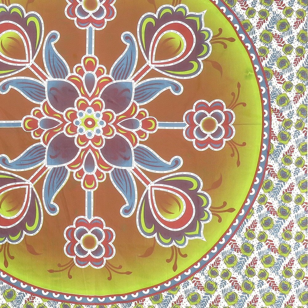 88" X 84" Green White And Yellow Floral Cotton Hanging Tapestry — view 4