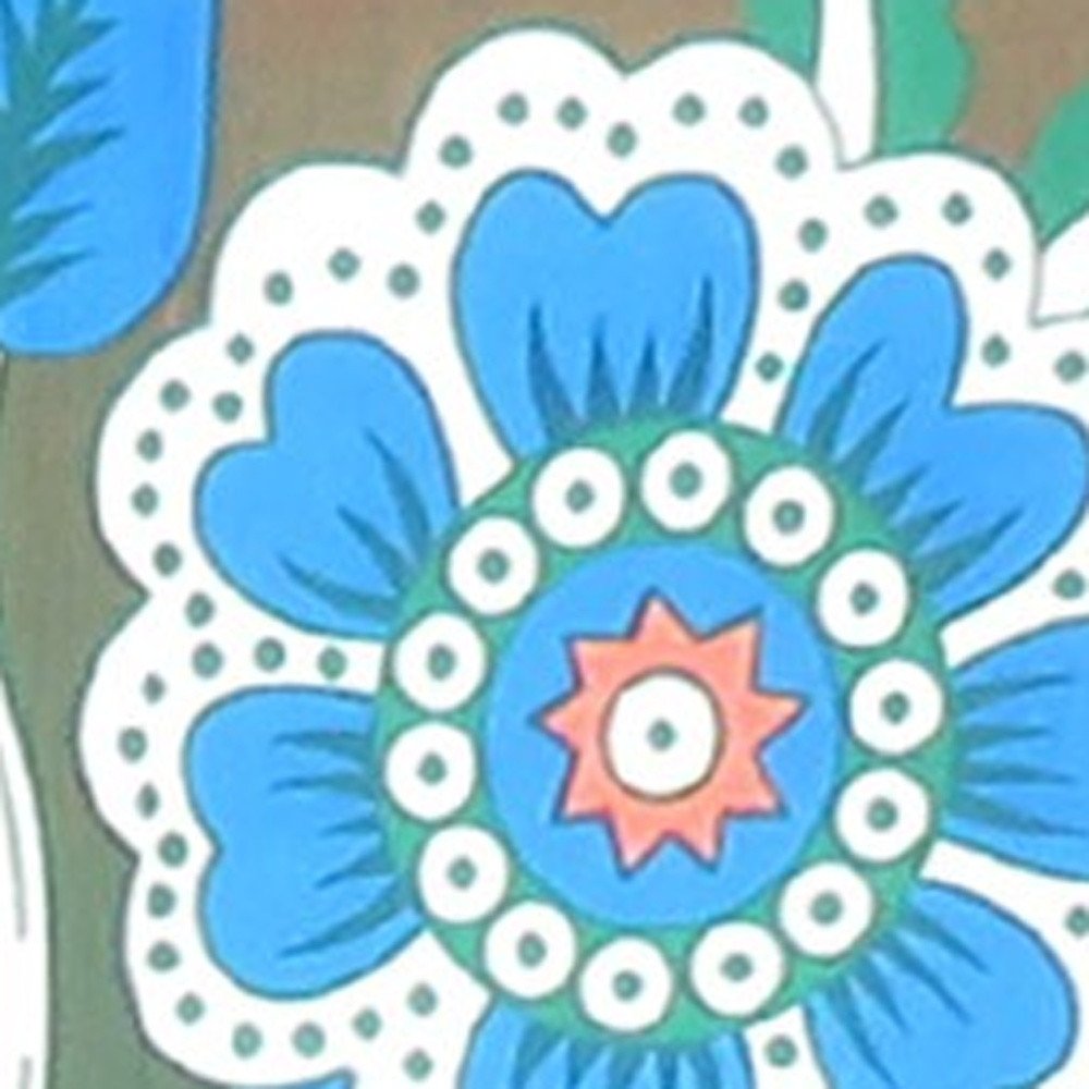 88" X 84" Brown Blue And White Floral Cotton Hanging Tapestry