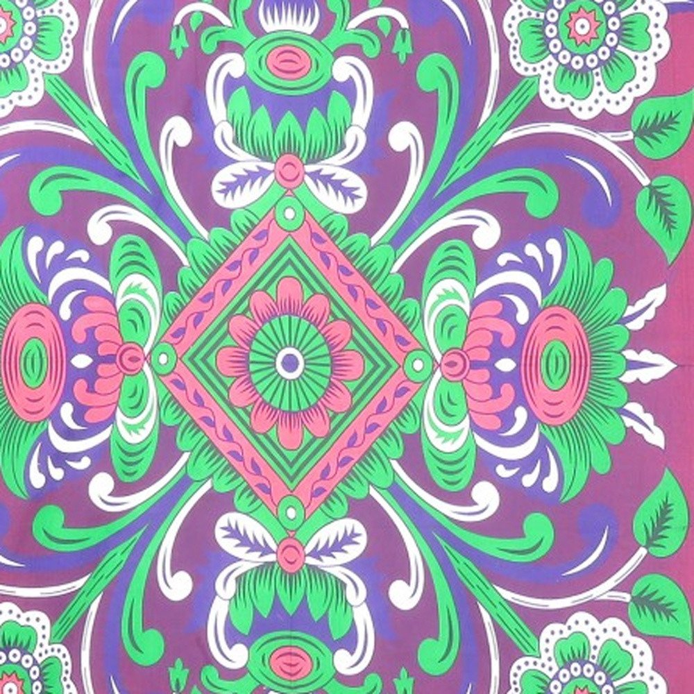88" X 84" Pink Green And White Floral Cotton Hanging Tapestry — view 4