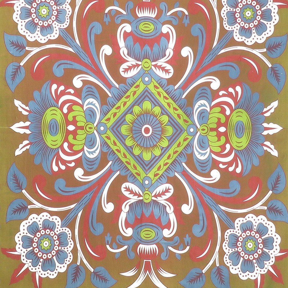 88" X 84" Green Red And White Floral Cotton Hanging Tapestry — view 4
