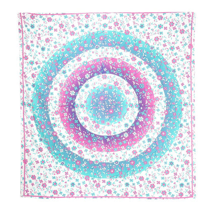 88" X 84" Pink Blue And White Floral Cotton Hanging Tapestry