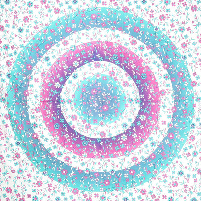 88" X 84" Pink Blue And White Floral Cotton Hanging Tapestry