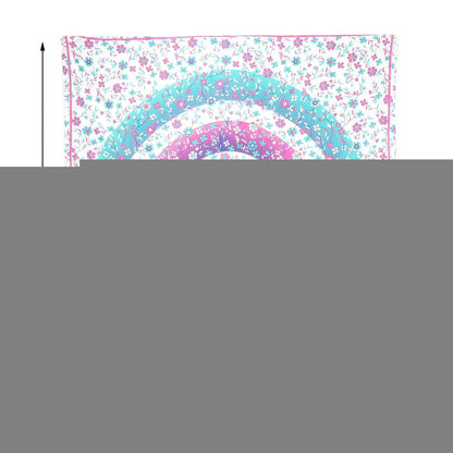 88" X 84" Pink Blue And White Floral Cotton Hanging Tapestry