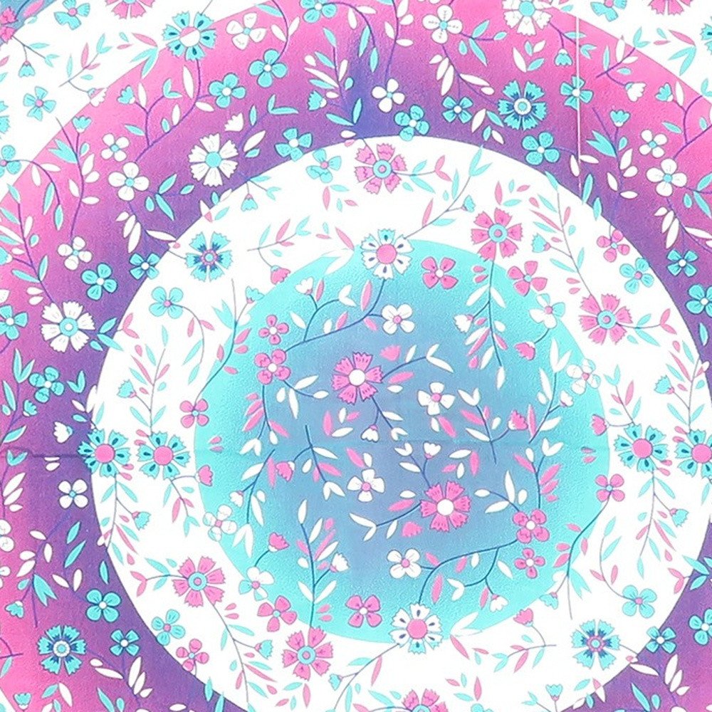 88" X 84" Pink Blue And White Floral Cotton Hanging Tapestry — view 5