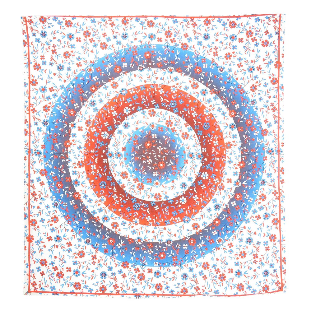 88" X 84" White Blue And Red Floral Cotton Hanging Tapestry — view 2