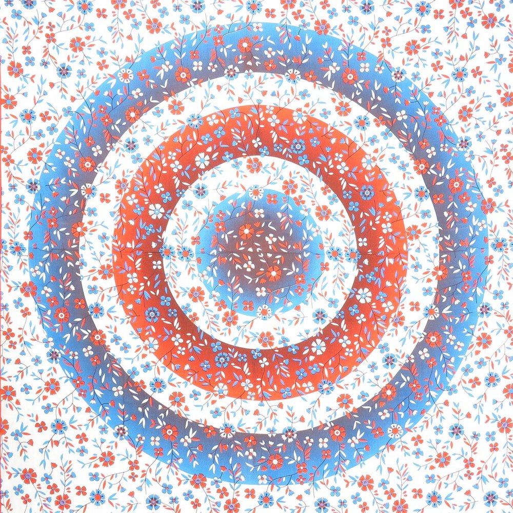 88" X 84" White Blue And Red Floral Cotton Hanging Tapestry — view 3