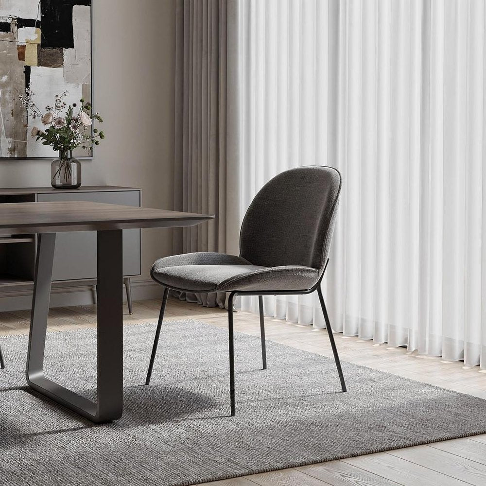 Set of Two Gray and Black Fabric Dining Side Chairs HomeRoots