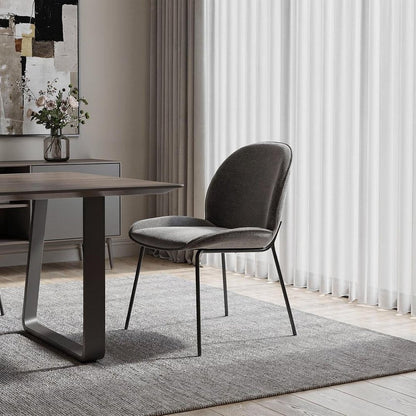Set of Two Gray and Black Fabric Dining Side Chairs HomeRoots