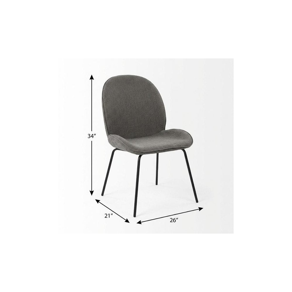 Set of Two Gray and Black Fabric Dining Side Chairs HomeRoots
