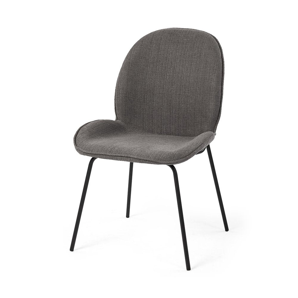 Set of Two Gray and Black Fabric Dining Side Chairs HomeRoots