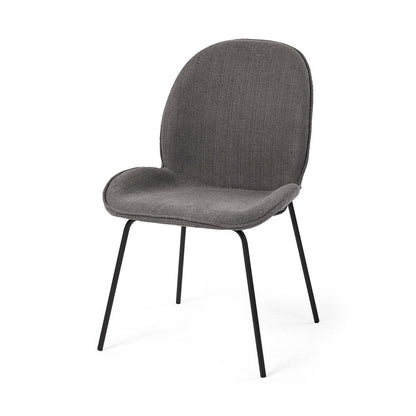 Set of Two Gray and Black Fabric Dining Side Chairs HomeRoots