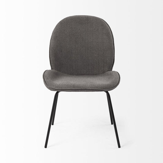 Set of Two Gray and Black Fabric Dining Side Chairs HomeRoots