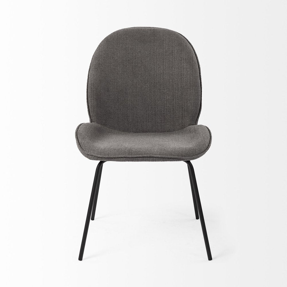 Set of Two Gray and Black Fabric Dining Side Chairs HomeRoots