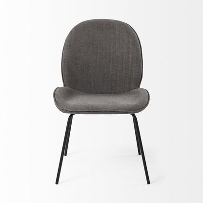 Set of Two Gray and Black Fabric Dining Side Chairs HomeRoots