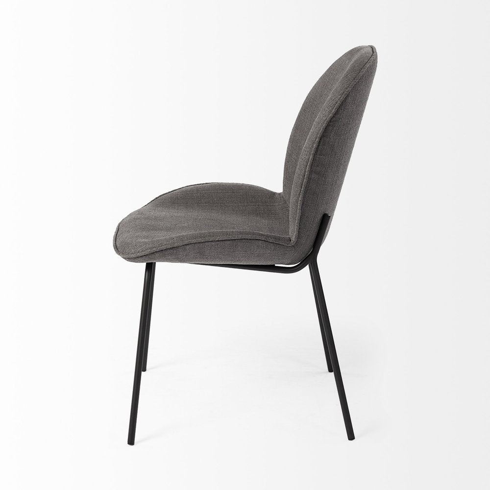 Set of Two Gray and Black Fabric Dining Side Chairs HomeRoots