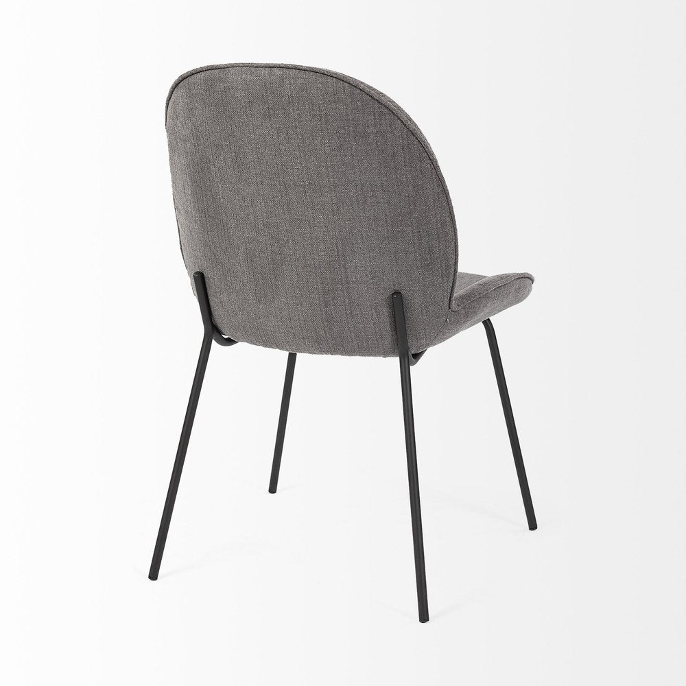 Set of Two Gray and Black Fabric Dining Side Chairs HomeRoots