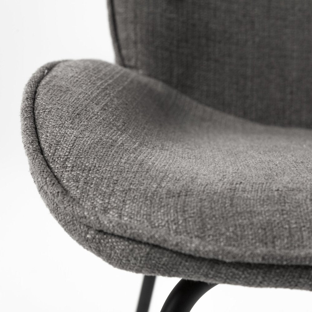 Set of Two Gray and Black Fabric Dining Side Chairs HomeRoots