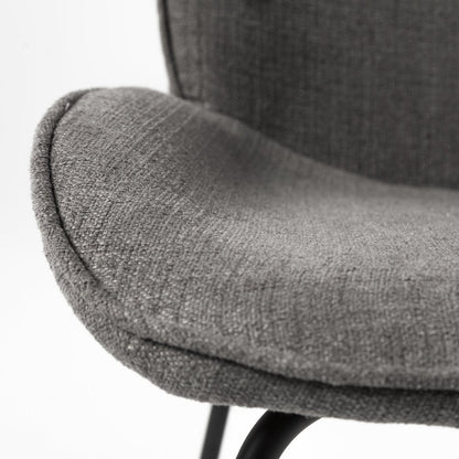Set of Two Gray and Black Fabric Dining Side Chairs HomeRoots