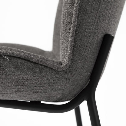 Set of Two Gray and Black Fabric Dining Side Chairs HomeRoots