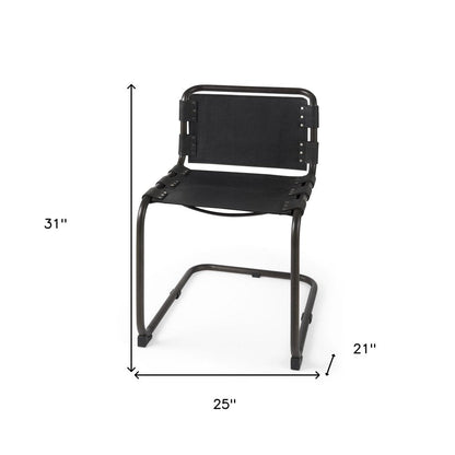 Black Leather Metal Open Back Dining Side Chair HomeRoots