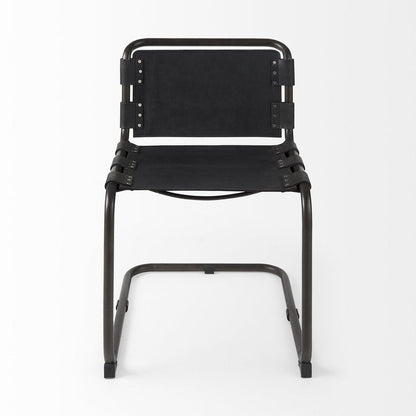 Black Leather Metal Open Back Dining Side Chair HomeRoots