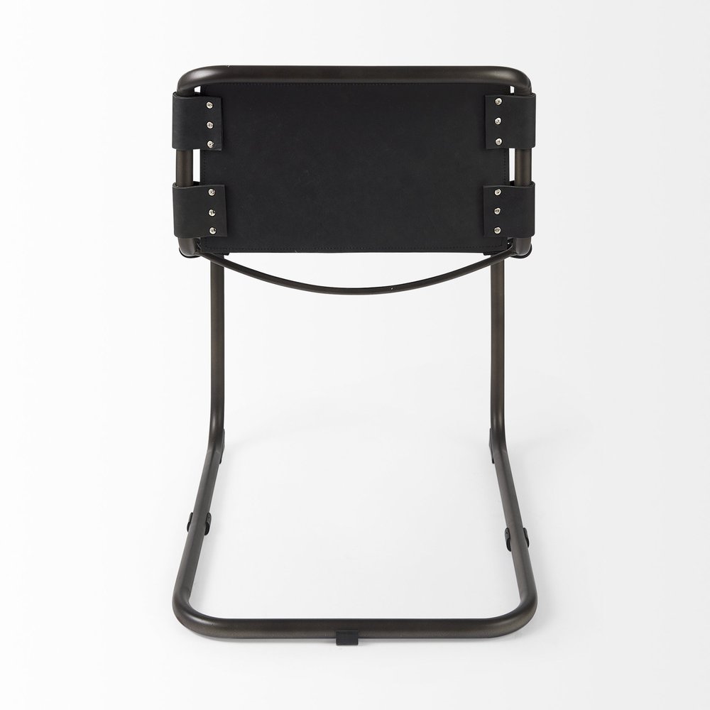 Black Leather Metal Open Back Dining Side Chair HomeRoots