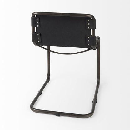 Black Leather Metal Open Back Dining Side Chair HomeRoots