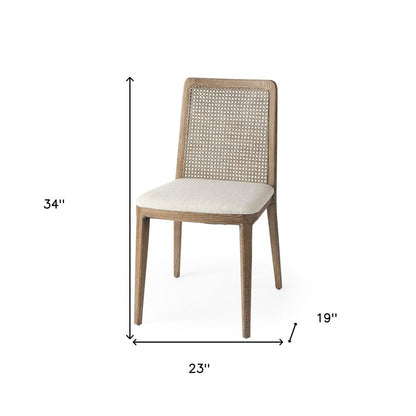 Set Of Two Cream And Brown Upholstered Fabric Cross Back Side Chairs HomeRoots