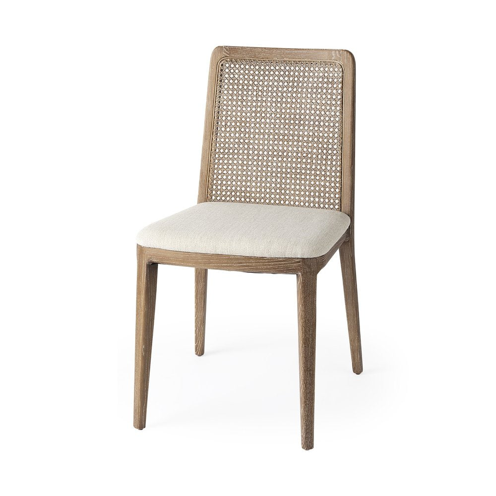 Set Of Two Cream And Brown Upholstered Fabric Cross Back Side Chairs HomeRoots