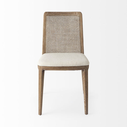 Set Of Two Cream And Brown Upholstered Fabric Cross Back Side Chairs HomeRoots