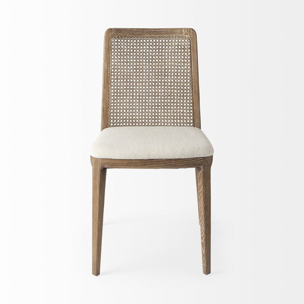 Set Of Two Cream And Brown Upholstered Fabric Cross Back Side Chairs HomeRoots