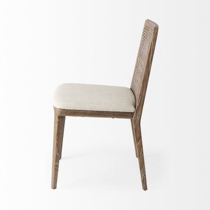 Set Of Two Cream And Brown Upholstered Fabric Cross Back Side Chairs HomeRoots