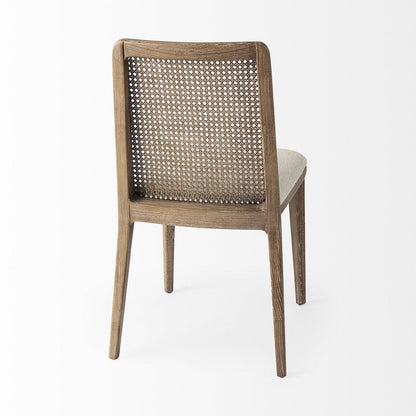 Set Of Two Cream And Brown Upholstered Fabric Cross Back Side Chairs HomeRoots