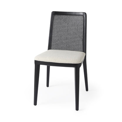 Set of Two Black Upholstered Fabric Cross Back Dining Side Chairs HomeRoots