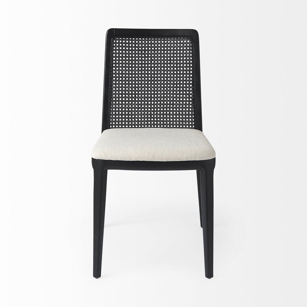 Set of Two Black Upholstered Fabric Cross Back Dining Side Chairs HomeRoots