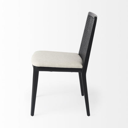 Set of Two Black Upholstered Fabric Cross Back Dining Side Chairs HomeRoots