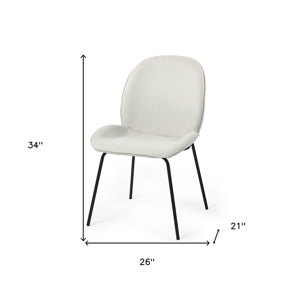 Set of Two White and Black Upholstered Fabric Dining Side Chairs HomeRoots