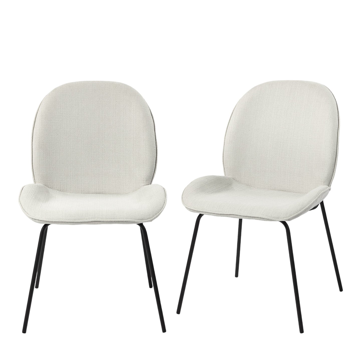 Set Of Two White And Black Upholstered Fabric Side Chairs