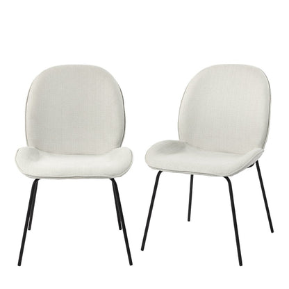 Set of Two White and Black Upholstered Fabric Dining Side Chairs HomeRoots